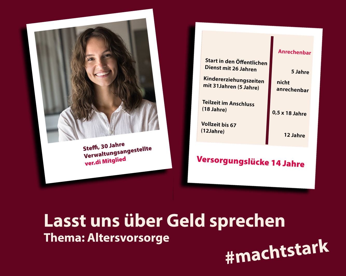 Steffi, 20 Jahre, Verwaltungsangestellte hat durch Teilzeit und Kindererziehungszeiten eine Vorsorgelücke von 9 Jahren © AdobeStock: EwaStudio